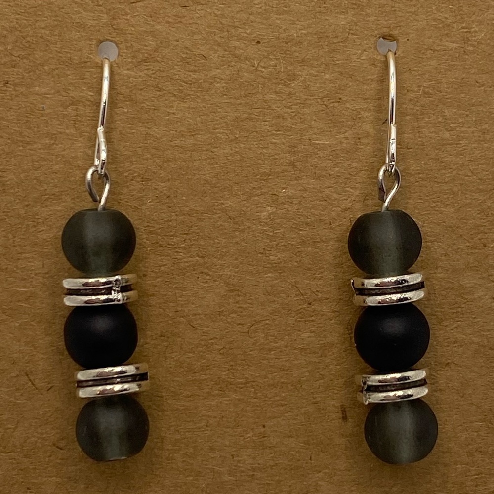 Gray and Black with Silver | Drop Earrings